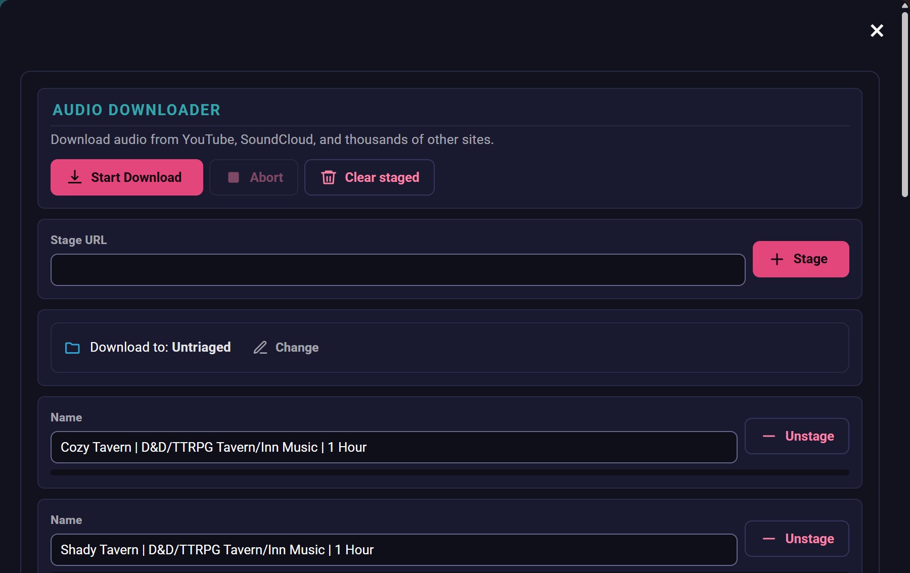 The audio downloader