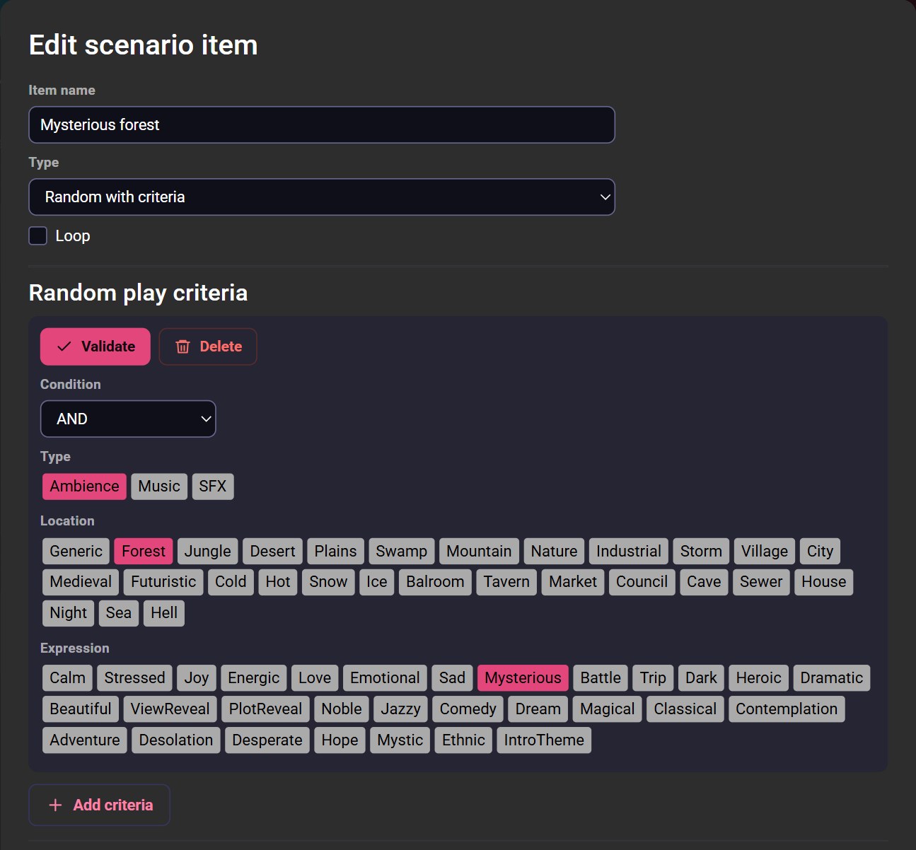 Random playback with criteria