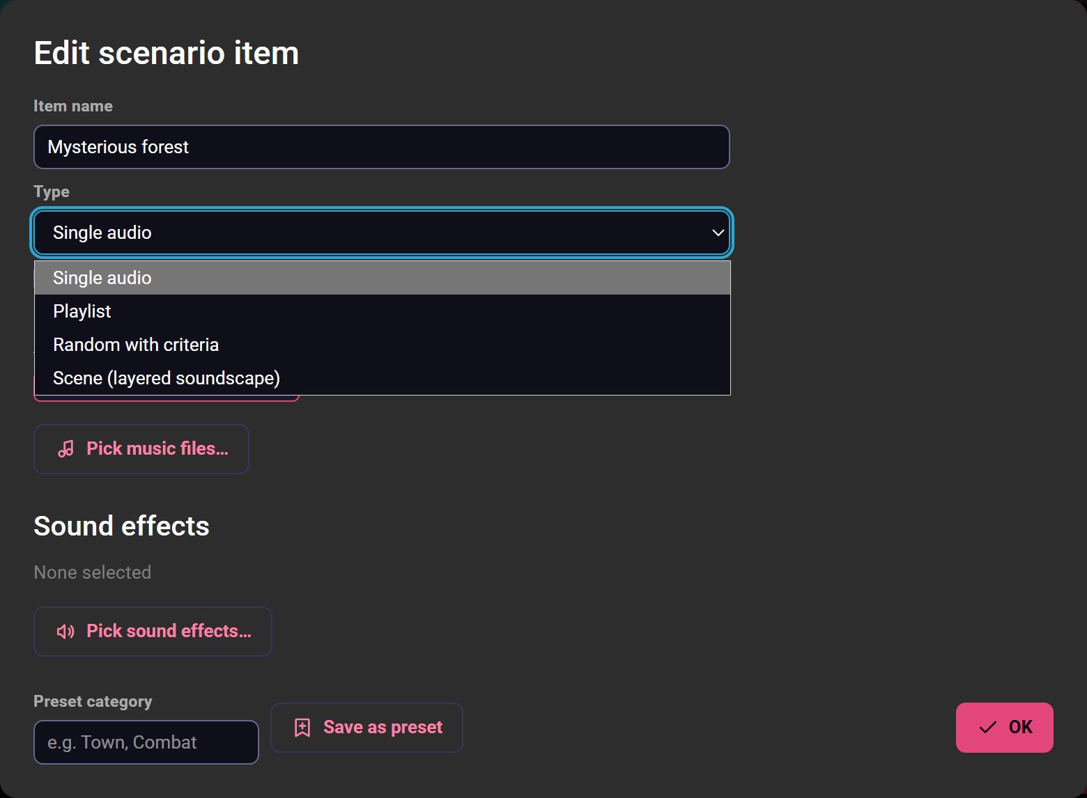 What a scenario item can be