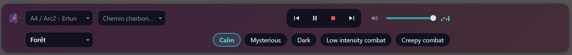 The DiceAudio widget in a Trilium note