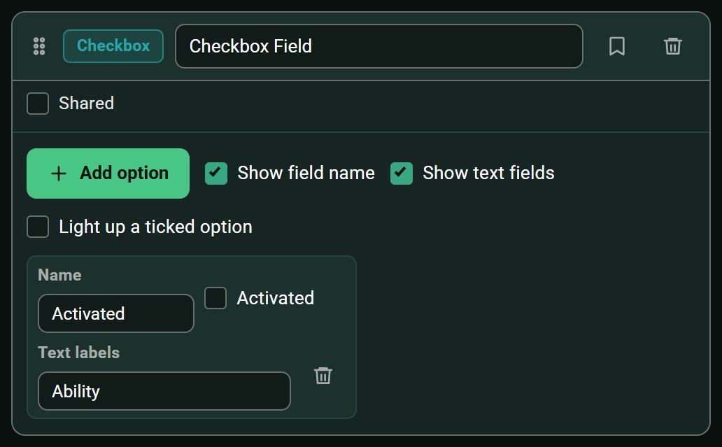 Checkbox, configuration