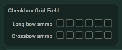 Checkbox grid, in play