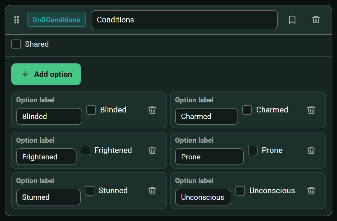 Conditions, configuration