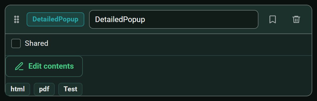 Detailed pop-up, in the card