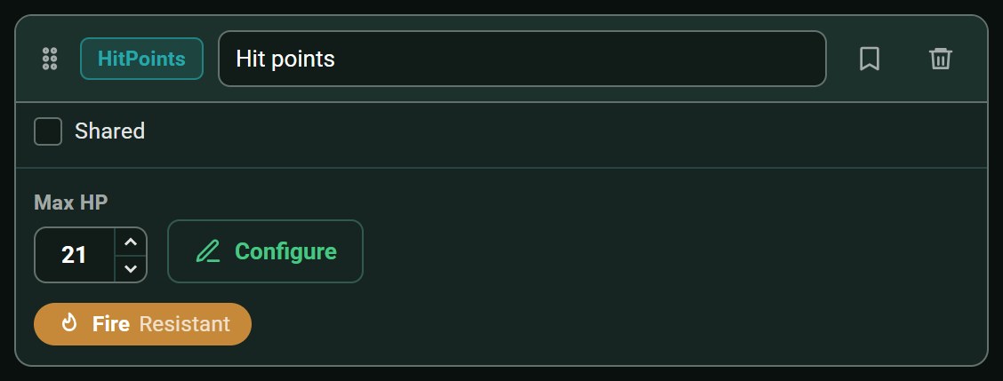 Hit points, configuration